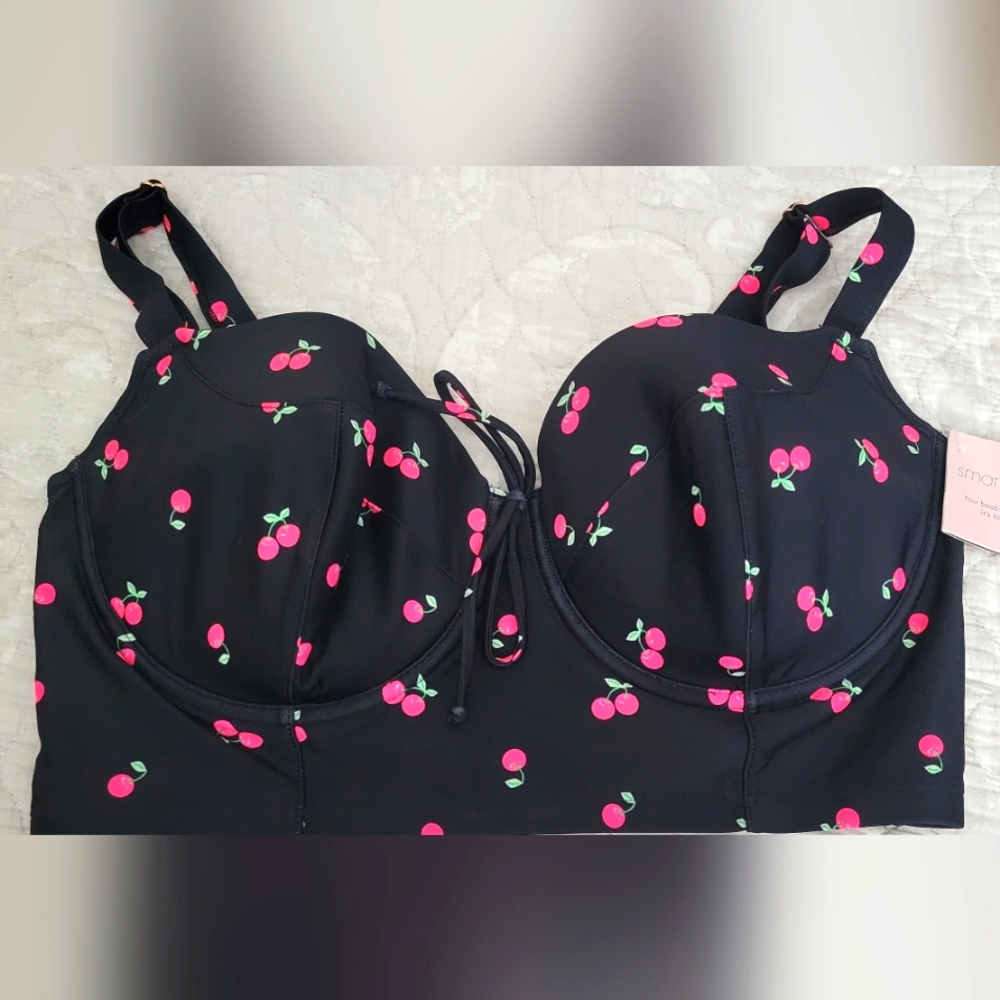 NWT Cherry Swim Bikini 36DDD (36F) Bra by Smart & Sexy